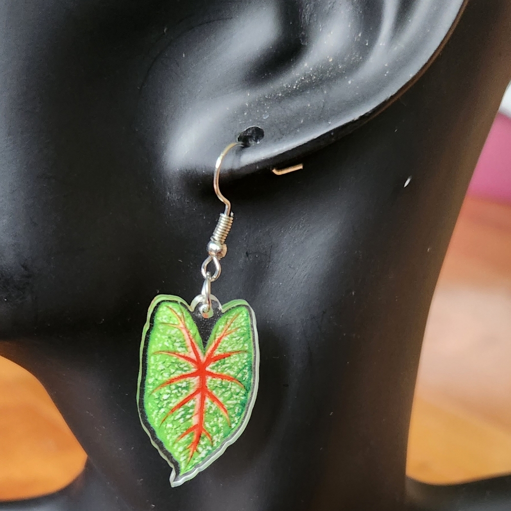 NWT Plant Leaf Earrings Plastic Leaf Earrings P-Ear-2543